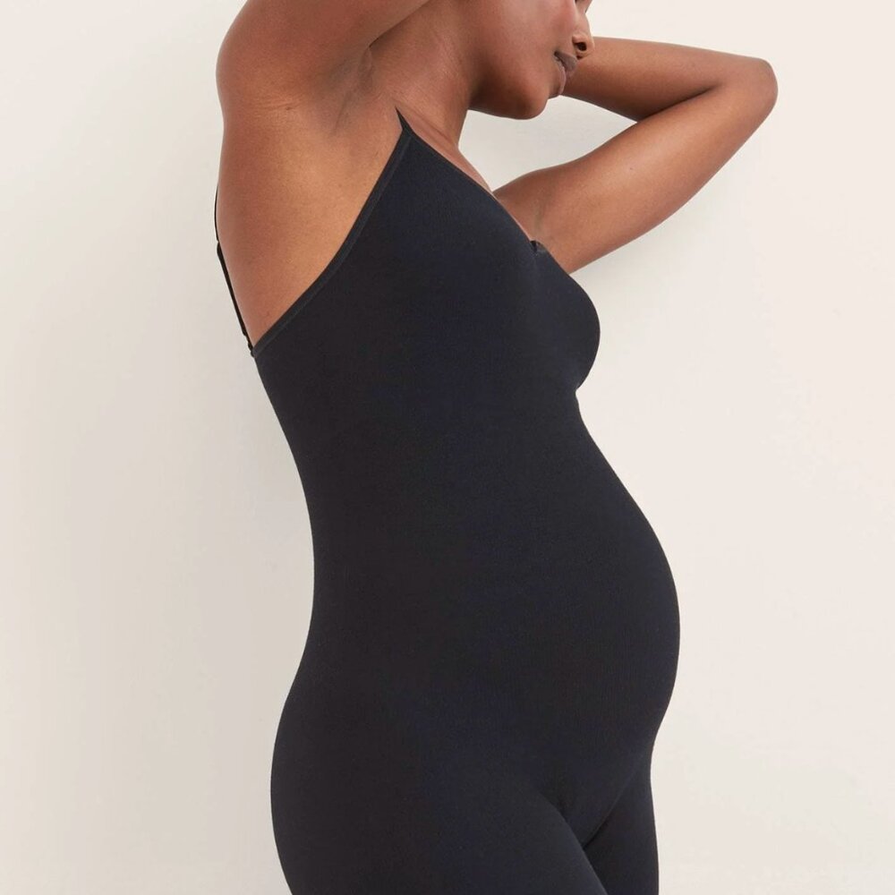 Hatch Maternity Body Rib Unitard in Small | Black